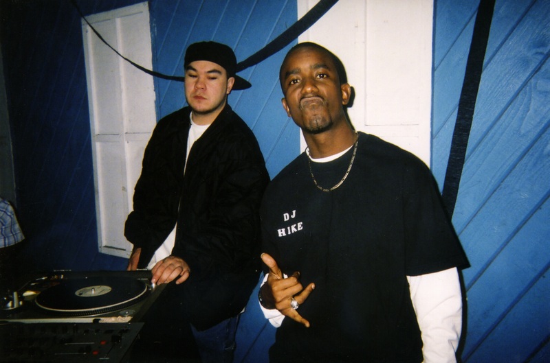 Two DJs at Soakie's entertain the audience.